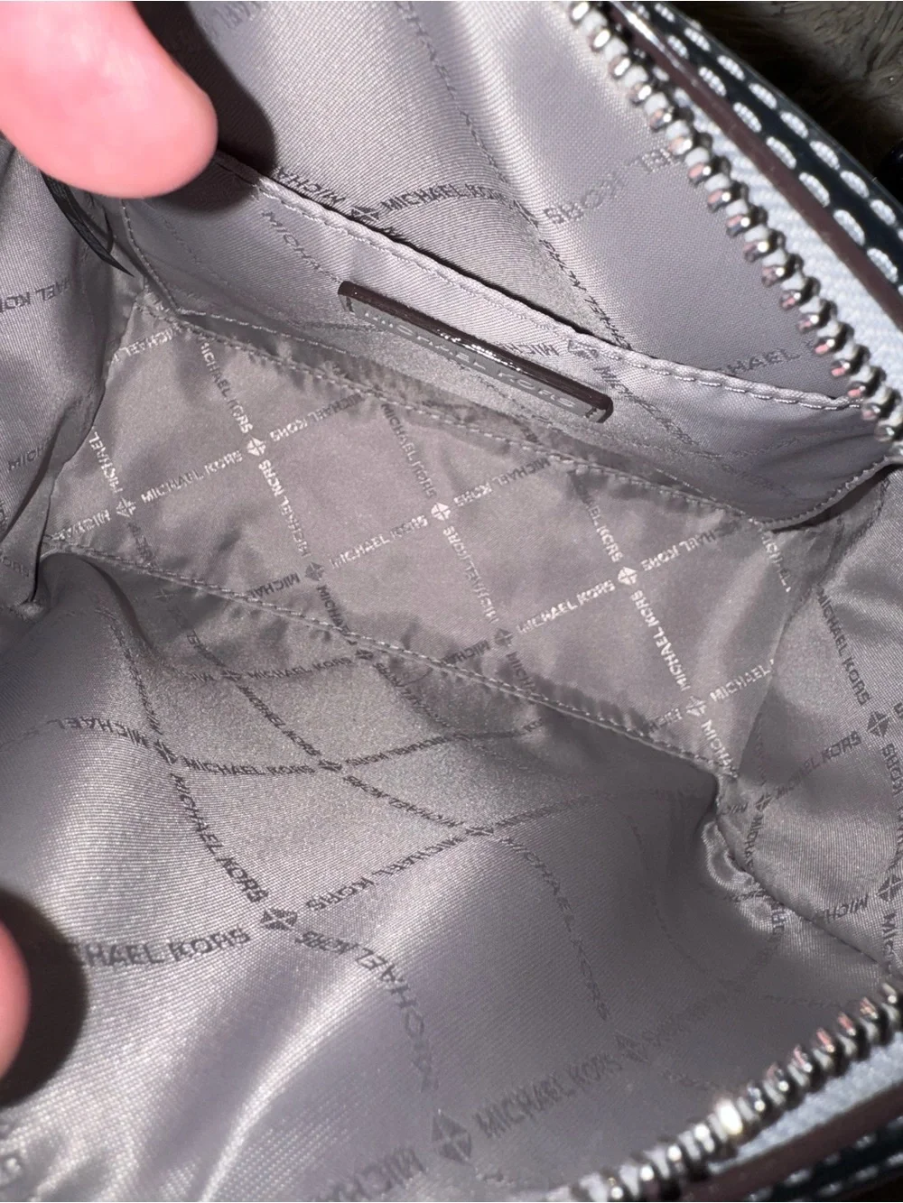 Michael Kors Metallic Silver Mirror Mini Barrel Satchel Crossbody Bag